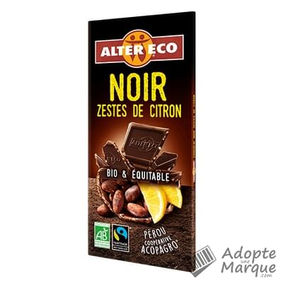 Alter Eco Chocolat Noir Zestes de Citron La tablette de 100G