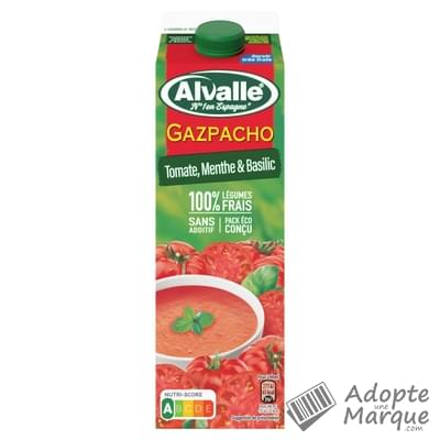Alvalle Soupe froide Tomate, Menthe & Basilic La brique de 1L