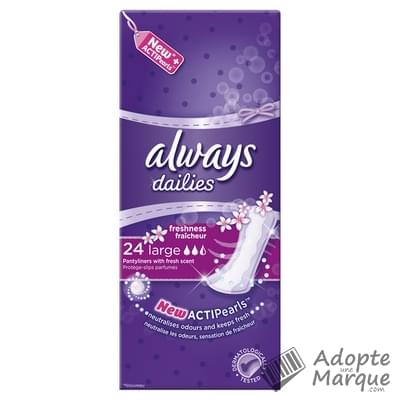 Always Dailies - Protège-slips Large Freshness La boîte de 24 protège-slips
