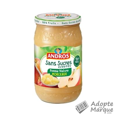Andros Dessert fruitier® Pommes Nature Morceaux Sans Sucres ajoutés Le bocal de 695G