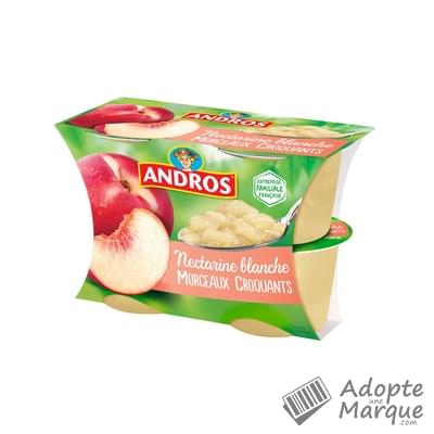 Andros Dessert Nectarines Blanches avec Morceaux croquants Les 4 pots de 100G