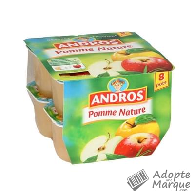 Andros Dessert Pomme Nature Les 8 pots de 100G