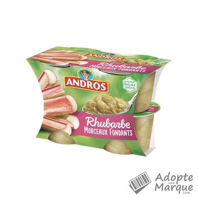 Andros Dessert Rhubarbe avec Morceaux fondants Les 4 pots de 100G