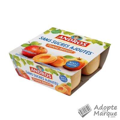 Andros Dessert Sans Sucres Ajoutés Pomme Abricot Les 4 pots de 100G