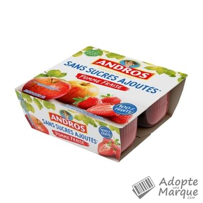 Andros Dessert Sans Sucres Ajoutés Pomme Fraise Les 4 pots de 100G