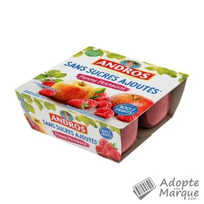 Andros Dessert Sans Sucres Ajoutés Pomme Framboise Les 4 pots de 100G