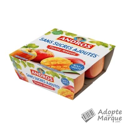 Andros Dessert Sans Sucres Ajoutés Pomme Mangue Les 4 pots de 100G