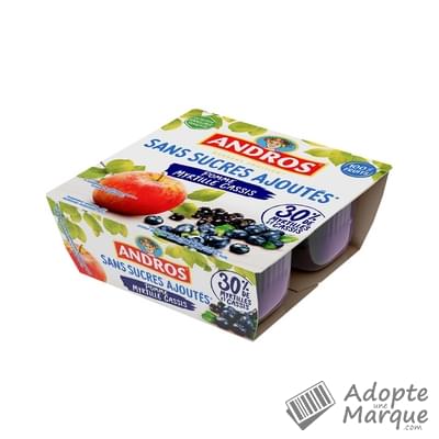 Andros Dessert Sans Sucres Ajoutés Pomme Myrtille Cassis Les 4 pots de 100G