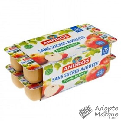 Andros Dessert Sans Sucres Ajoutés Pomme Nature Les 16 pots de 100G