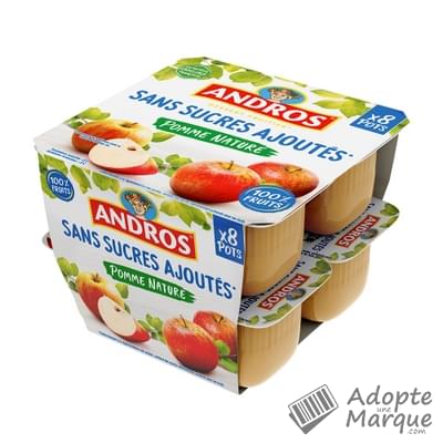 Andros Dessert Sans Sucres Ajoutés Pomme Nature Les 8 pots de 100G