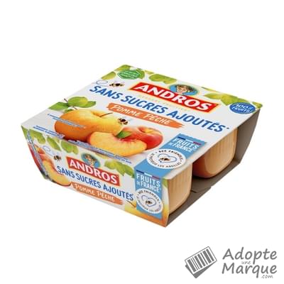 Andros Dessert Sans Sucres Ajoutés Pomme Pêche Bee Friendly® Les 4 pots de 100G