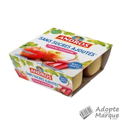 Andros Dessert Sans Sucres Ajoutés Pomme Rhubarbe Les 4 pots de 100G