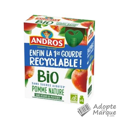 Andros Gourdes Pomme Bio Sans Sucres Ajoutés Les 4 gourdes de 85G