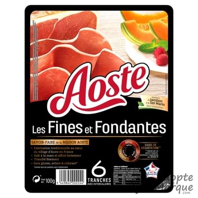Aoste Les Fines et Fondantes - Jambon cru La barquette de 6 tranches - 100G