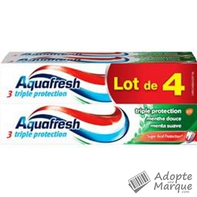 Aquafresh Dentifrice Triple Protection Menthe Douce Les 4 tubes de 75ML