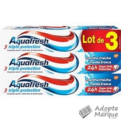 Aquafresh Dentifrice Triple Protection Menthe Fraîche Les 3 tubes de 75ML