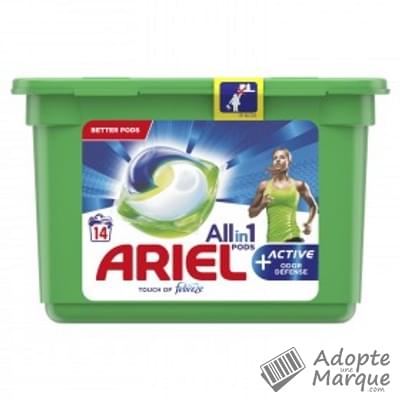 Ariel All in 1 PODS+ - Lessive en capsules Active Défense contre les Odeurs La boîte de 14 doses