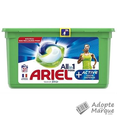 Ariel All in 1 PODS+ - Lessive en capsules Active Défense contre les Odeurs La boîte de 31 doses