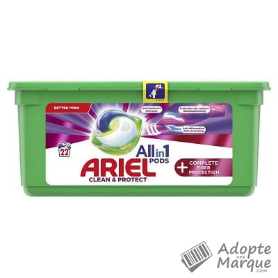 Ariel All in 1 PODS+ - Lessive en capsules Extra Protection des Fibres La boîte de 22 doses