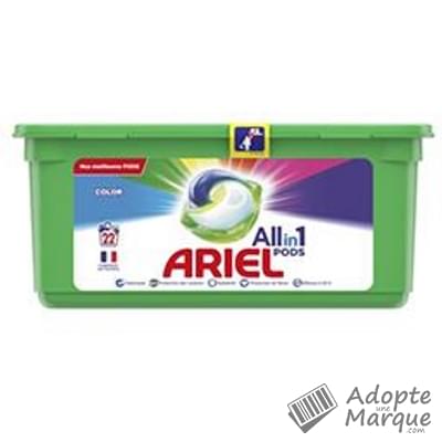 Ariel All in 1 PODS - Lessive en capsules Raviveur de Couleurs La boîte de 22 doses