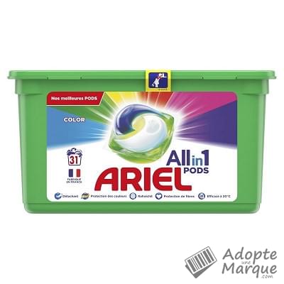 Ariel All in 1 PODS - Lessive en capsules Raviveur de Couleurs La boîte de 31 doses