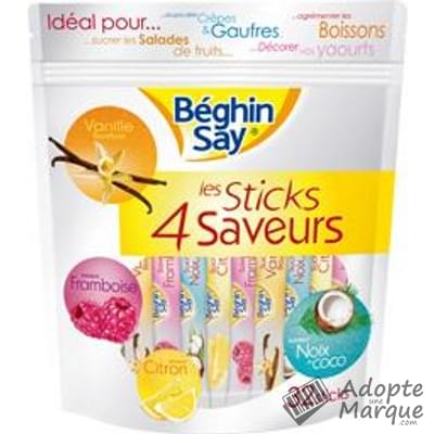 Béghin Say Sucre Saveur Sticks 4 Saveurs (Vanille Bourbon, Canelle, Noix de Coco & Framboise) Le Doypack® de 256G