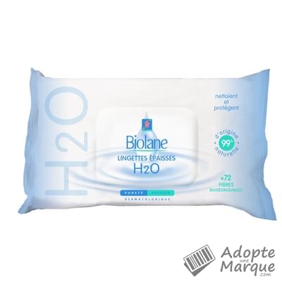 Biolane Lingettes épaisses H2O Le paquet de 72 lingettes