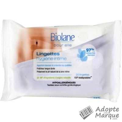 Biolane Lingettes hypoallergéniques hygiène intime Le paquet de 20 lingettes