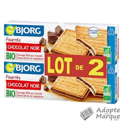Bjorg Biscuits fourrés au Chocolat Noir Les 2 paquets de 225G