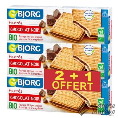 Bjorg Biscuits fourrés au Chocolat Noir Les 3 paquets de 225G