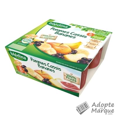 Blédina Coupelle Fruits - Compote Pommes, Cassis & Bananes (dès 8 mois) Les 4 pots de 100G