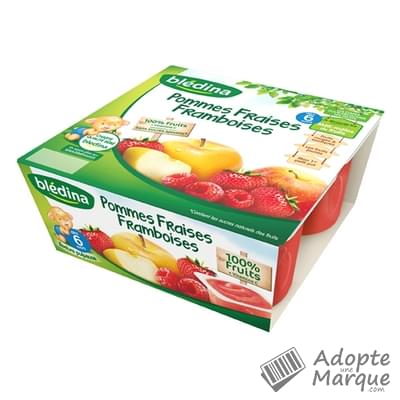 Blédina Coupelle Fruits - Compote Pommes, Fraises & Framboises (dès 6 mois) Les 4 pots de 100G