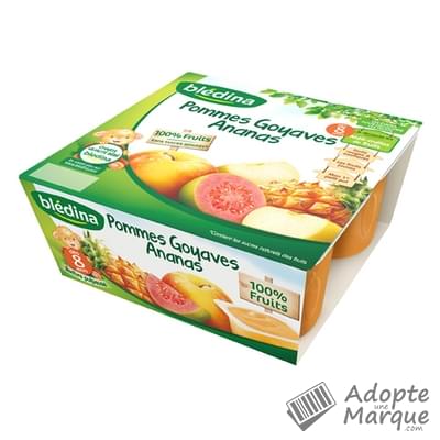 Blédina Coupelle Fruits - Compote Pommes, Goyaves & Ananas (dès 8 mois) Les 4 pots de 100G