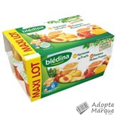 Blédina Coupelle Fruits - Compote Pommes, Pêches & Fraises (dès 6 mois) Les 12 pots de 100G