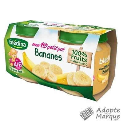 Blédina Mon 1er Petit Pot - Bananes (dès 4 mois) Les 2 pots de 130G