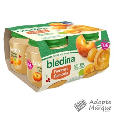 Blédina Pot Fruits - Compote Pommes & Abricots (dès 4 mois) Les 4 pots de 130G