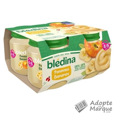 Blédina Pot Fruits - Compote Pommes & Bananes (dès 4 mois) Les 4 pots de 130G