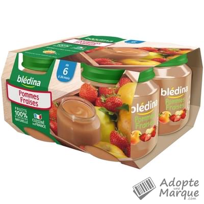 Blédina Pot Fruits - Compote Pommes & Fraises (dès 6 mois) Les 4 pots de 130G