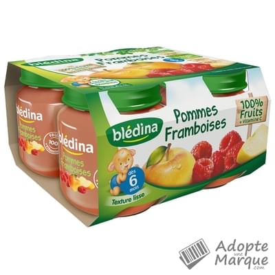 Blédina Pot Fruits - Compote Pommes & Framboises (dès 6 mois) Les 4 pots de 130G