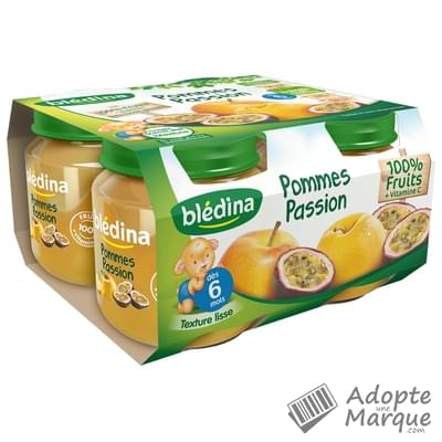 Blédina Pot Fruits - Compote Pommes & Passion (dès 6 mois) Les 4 pots de 130G