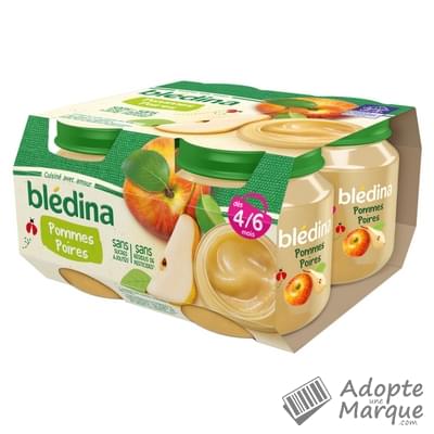 Blédina Pot Fruits - Compote Pommes & Poires (dès 4 mois) Les 4 pots de 130G