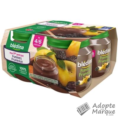 Blédina Pot Fruits - Compote Pommes & Pruneaux (dès 4 mois) Les 4 pots de 130G