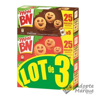 BN Mini BN - Biscuits fourrés - Lot Goût Fraise (x2) & Goût Chocolat (x1) Les 3 paquets de 175G