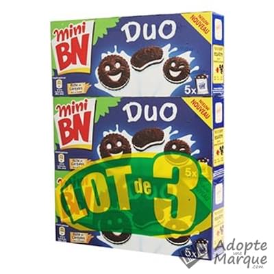 BN Mini BN Duo - Biscuits fourrés - Goût Chocolat au Lait Les 3 boîtes de 190G
