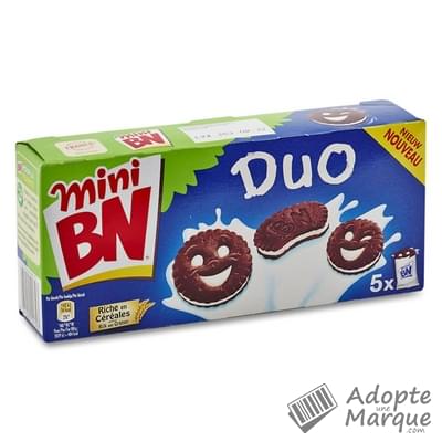 BN Mini BN Duo - Biscuits fourrés - Goût Chocolat au Lait Les 5 sachets Pocket - 190G