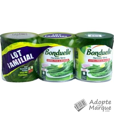 Bonduelle Haricots Verts Extra-Fins & Rangés Les 3 conserves de 800G (440G égoutté)