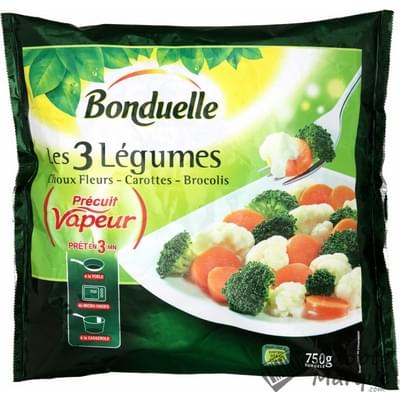 Bonduelle Précuit Vapeur - Les 3 Légumes : Choux Fleurs, Carottes & Brocolis Le sachet de 750G