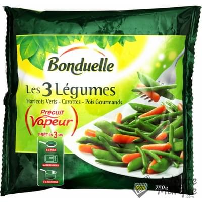 Bonduelle Précuit Vapeur - Les 3 Légumes : Haricots Verts, Carottes & Pois Le sachet de 750G