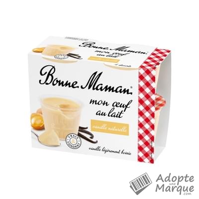 Bonne Maman Crème Mon Oeuf au Lait à la Vanille naturelle Les 4 pots de 100G