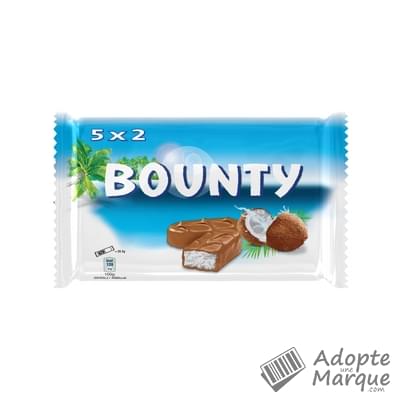 Bounty Barres Chocolat au lait fourrées Noix de Coco - Format Pockets par 2 Les 10 barres - 285G